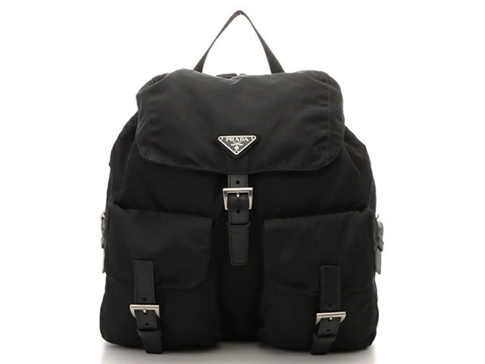 Prada bag backpack black calfskin